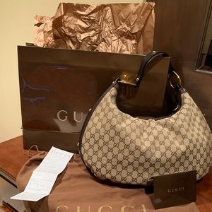 Authentic Gucci Interlocking GG Canvas Hobo Bag